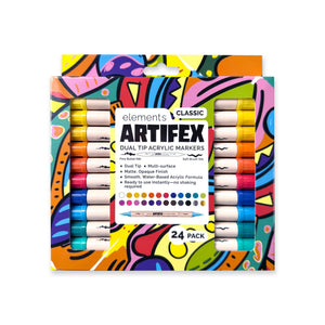 Elements Artifex Twin Tip Acrylic Markers - Pack of 24