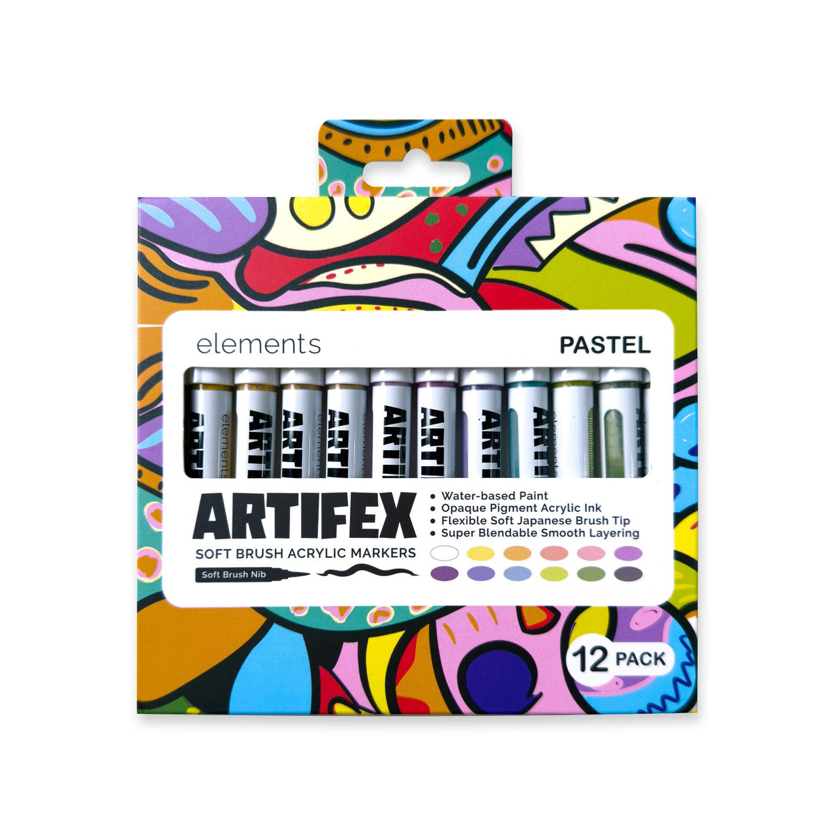 Elements Artifex Soft Brush Acrylic Markers - Pastel Colours, Pack of 12