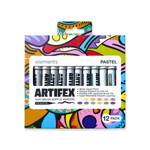 Elements Artifex Soft Brush Acrylic Markers - Pastel Colours, Pack of 12