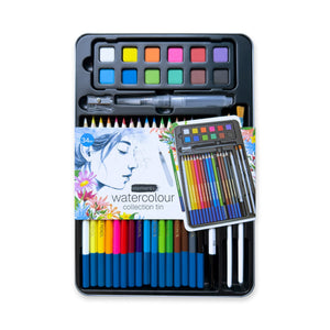 Elements Watercolour Collection Tin - 34 Piece