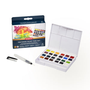 Derwent Inktense Paint 24 Pan Set new compact palette with waterbrush
