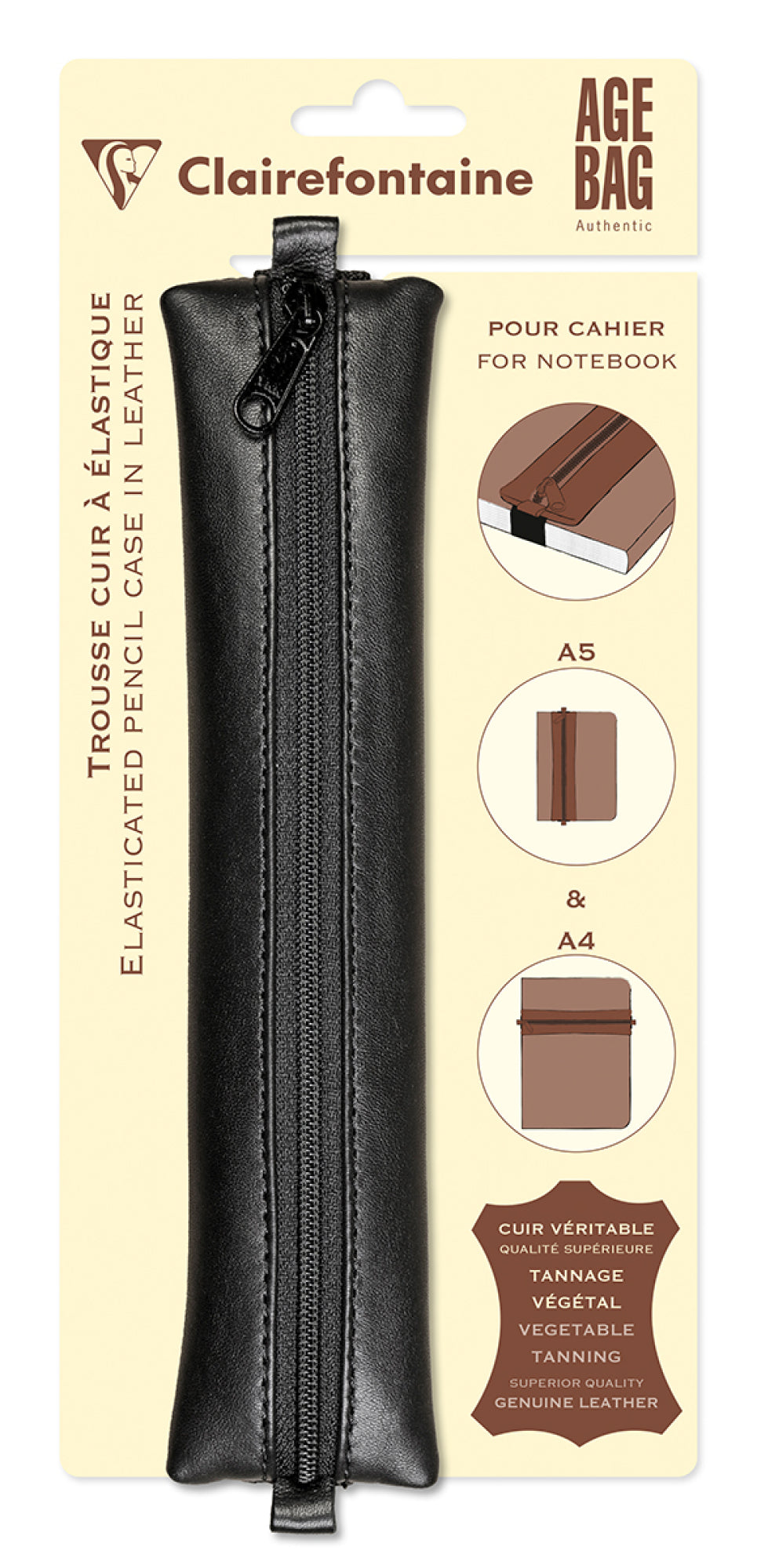 Clairefontaine Age Bag Flat Elastica. Pencil Case Black