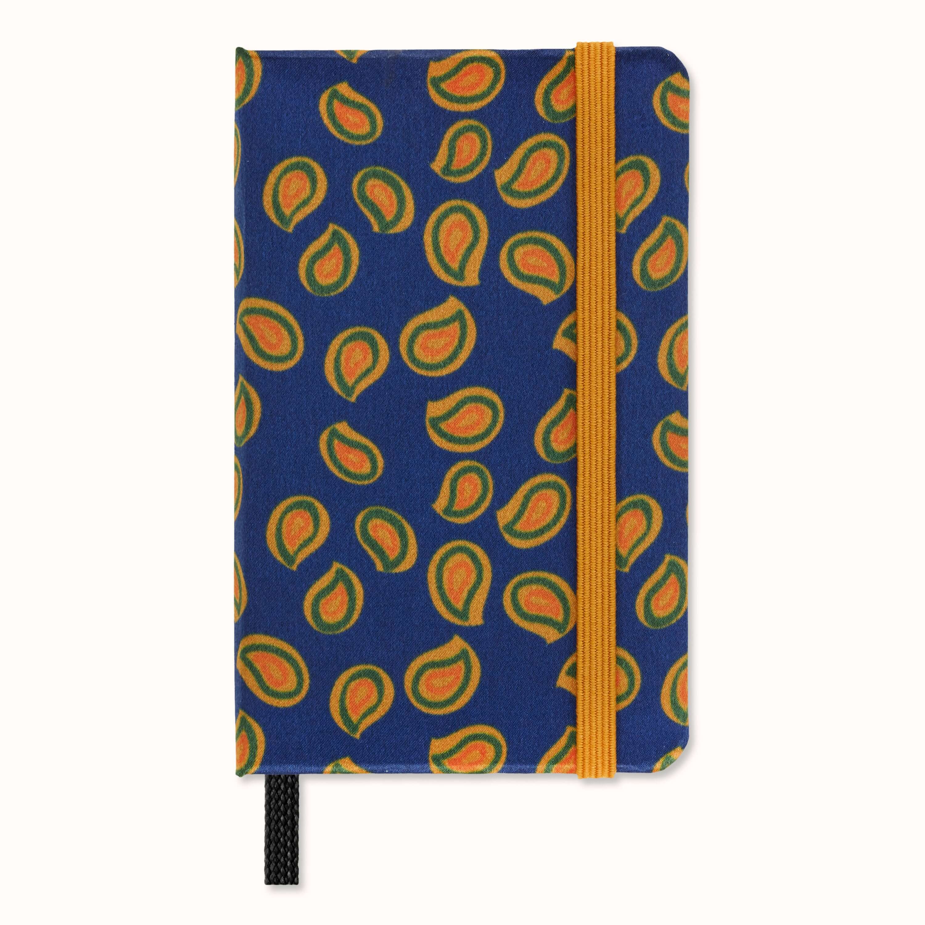 Moleskine Ltd Ed Professional Silk Extra Small Notebook - Blue with colorful leaf pattern and elastic closure.