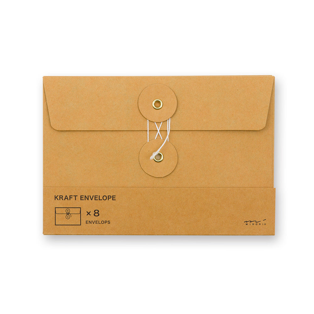 TRC Kraft Envelope M horizontal with string, orange, pack of eight