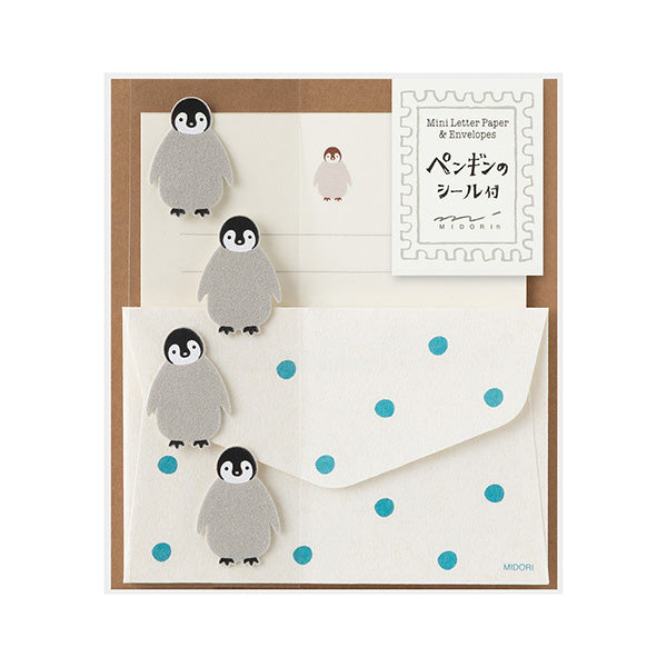 Midori Mini Letter Paper & Envelopes with Stickers 950 Penguin
