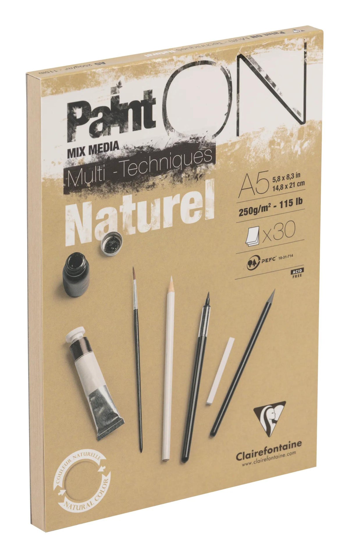 Clairefontaine Paint'On Natural pad – sand-toned 250gsm multi-technique paper