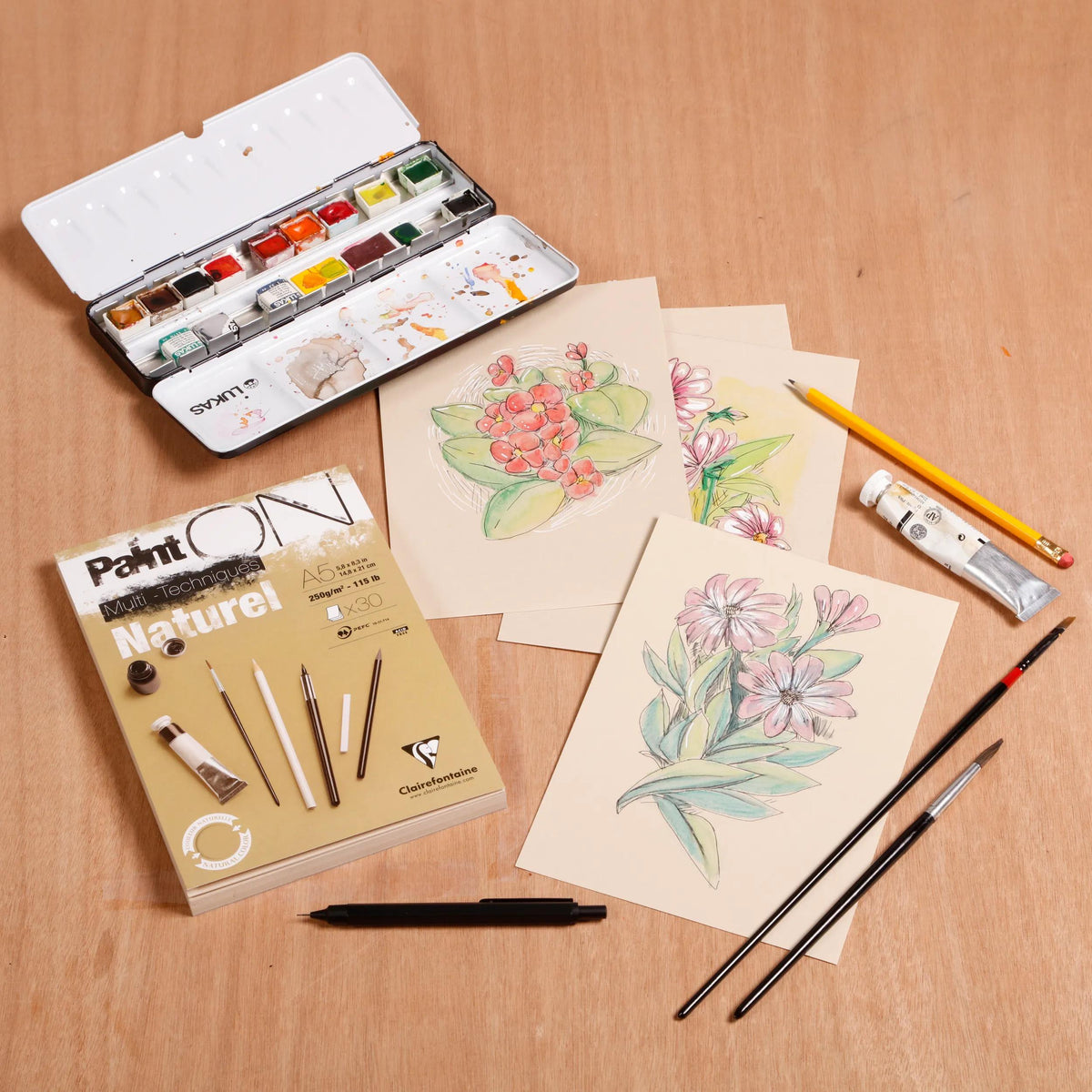 Clairefontaine Paint'On Natural paper in use