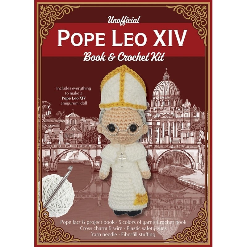 Unofficial Pope Leo XIV Book and Crochet Kit box