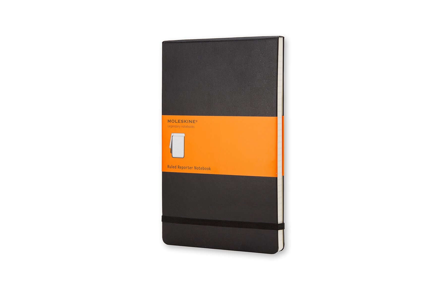 Moleskine Reporter Pocket Plain Notebook - Black showcasing the top-flip design and plain pages for on-the-go use.