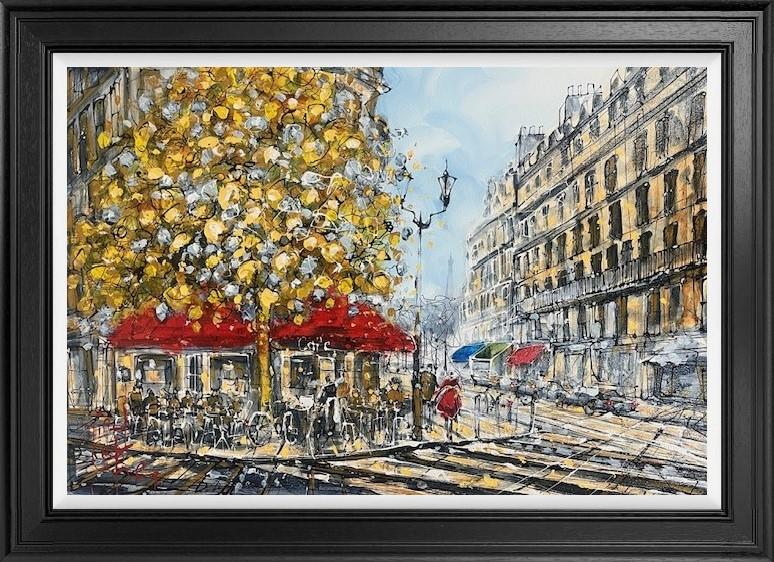 A Day Stroll by Nigel Cooke, original city street scene on canvas