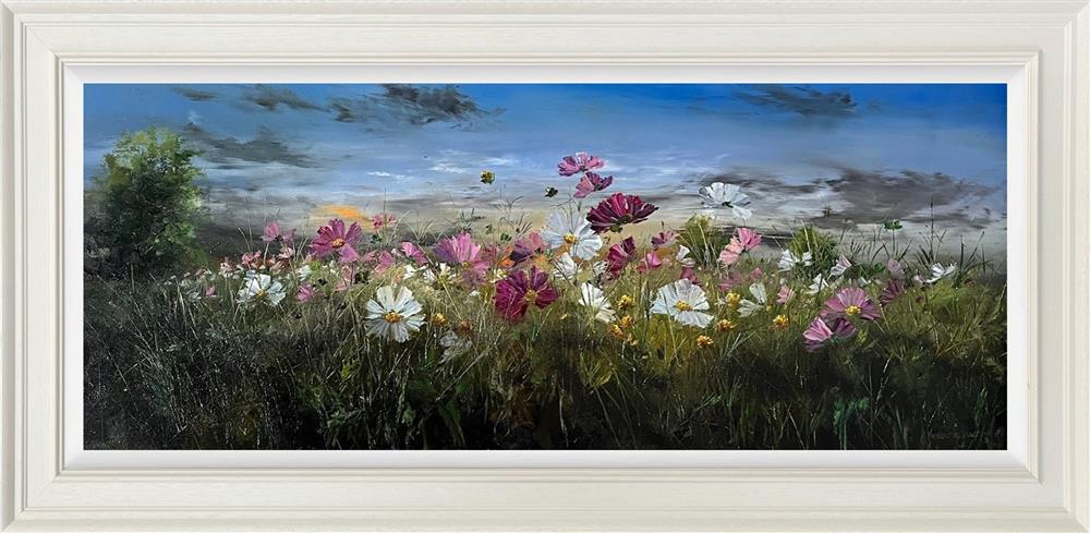 A Lead Written In Summer Air by Kimberley Harris — original oil on board, image 40 x 100 cm, framed 60.8 x 120.8 cm