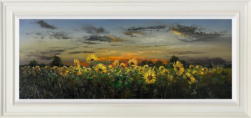 A Quiet Edge Beneath Open Sky by Kimberley Harris — original oil on board, image 40 x 100 cm, framed 60.8 x 120.8 cm