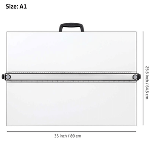Jakar A1 Draftline Drawing Board with ruler and rubber grip, dimensions 25.5 x 35 inches, professional-quality for artists and designers.