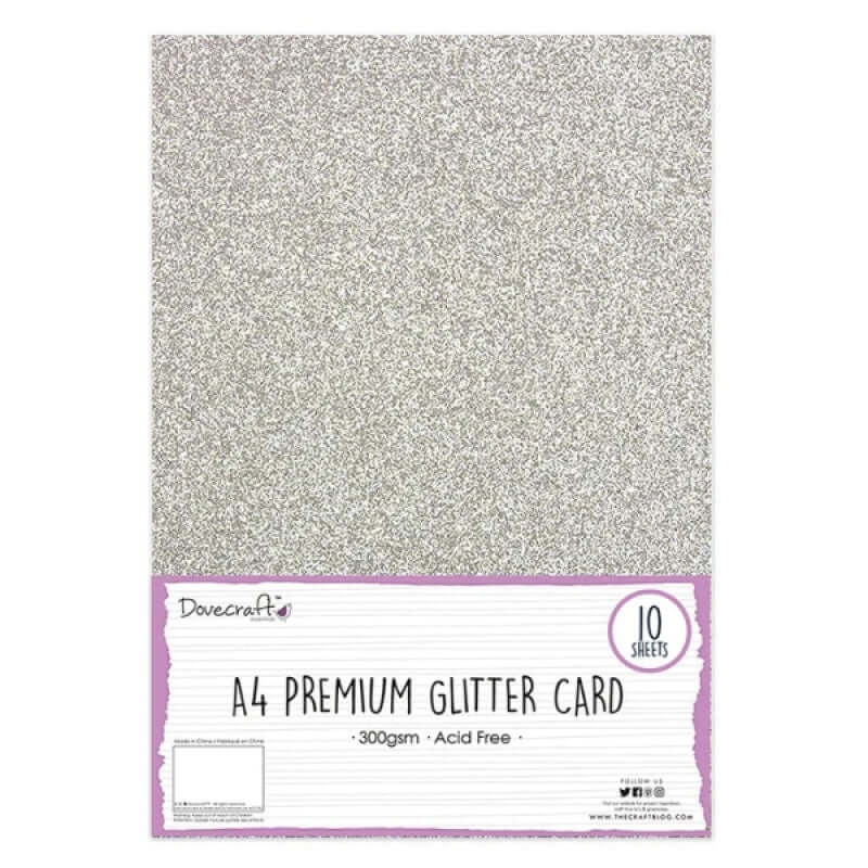 A4 Glitter Card Silver 300gsm 10 Sheets