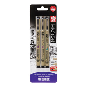 Sakura Pigma Micron Blister Set – 05, 08 and PN, Black