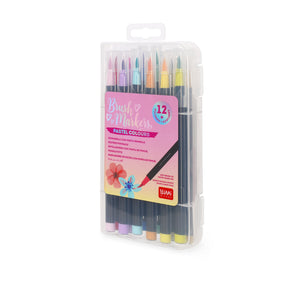 Legami Set Of 12 Brush Markers - Brush Markers - Pastel Colours