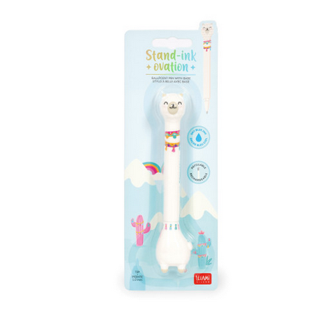 Stand-Ink Ovation - Ballpoint Pen With Base - Llama - 1 Mm - Sky Blue Ink