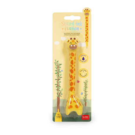 Stand-Ink Ovation - Ballpoint Pen With Base - Giraffe - 1 Mm - Blue Ink