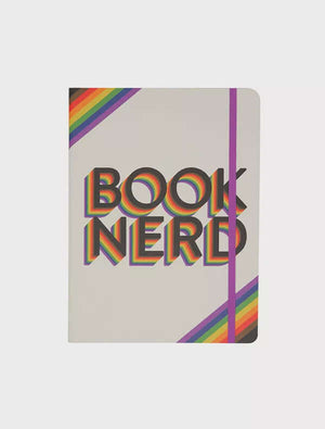 Moleskine Book Nerd Pride Journal featuring colorful design with 'BOOK NERD' text and elastic closure.