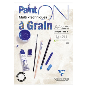 Clairefontaine Paint’On Glued Pads with Grain – 250gsm, A6 to A3