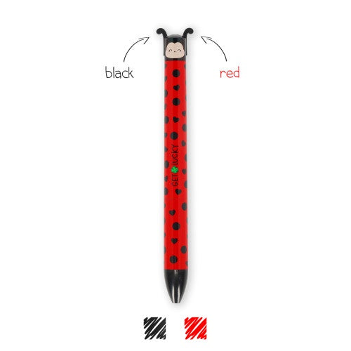 Legami Two-Colour Ballpoint Pen - Click&Clack - Ladybug