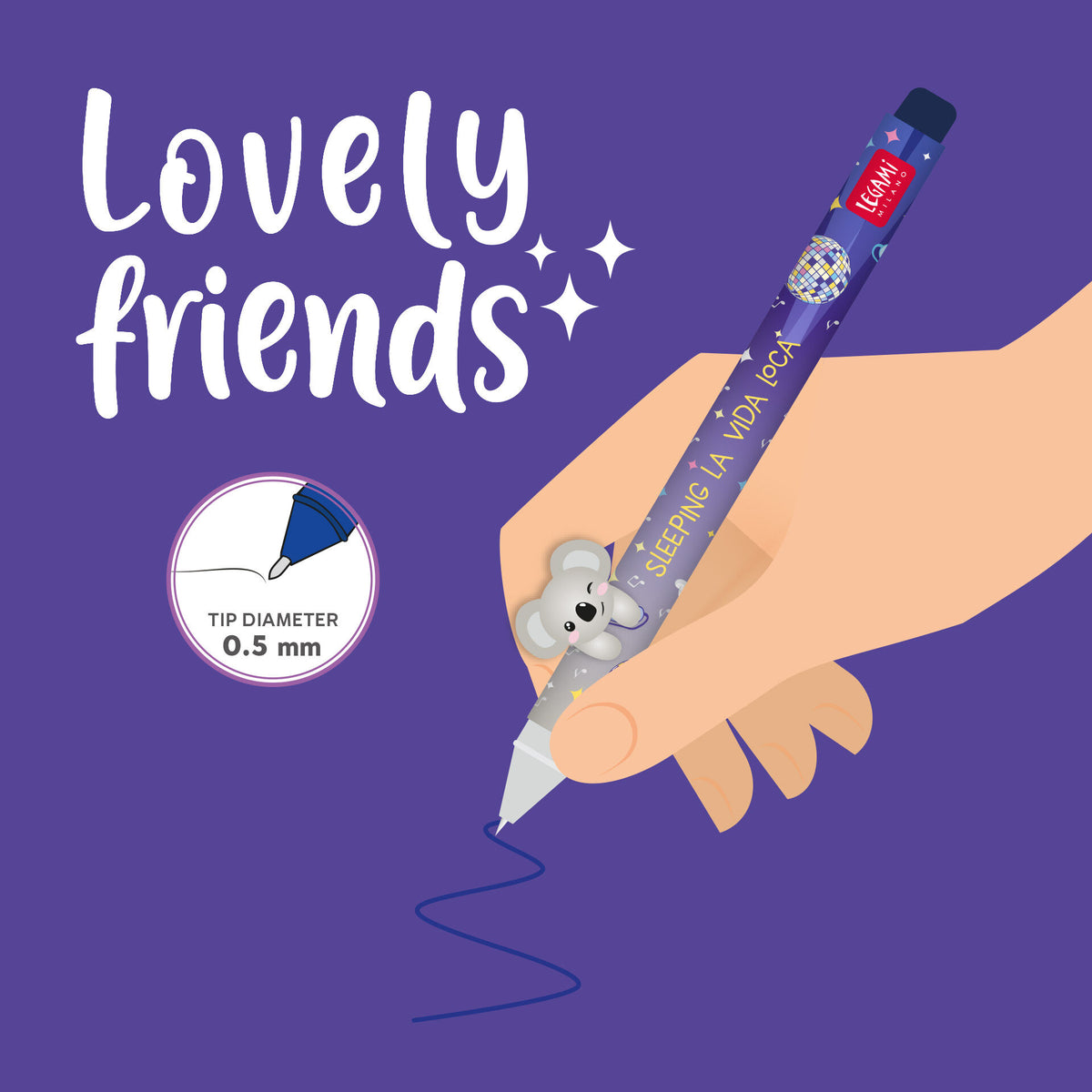 Legami koala gel pen resting on a desk