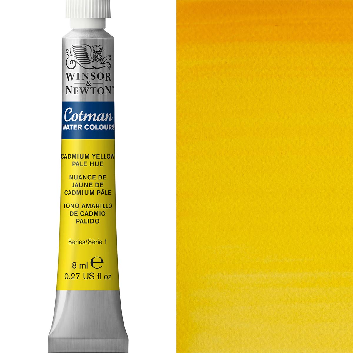 Winsor & Newton Cotman Watercolour Paint 8ml Cadmium Yellow, ideal for artists seeking transparency and quality.