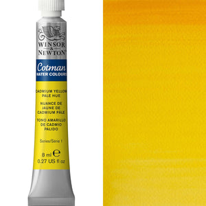 Winsor & Newton Cotman Watercolour Paint 8ml Cadmium Yellow, ideal for artists seeking transparency and quality.