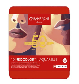 Caran d’Ache Neocolor II Water-Soluble Wax Pastels – 50 Years Special Edition Portrait Set of 10 packaging