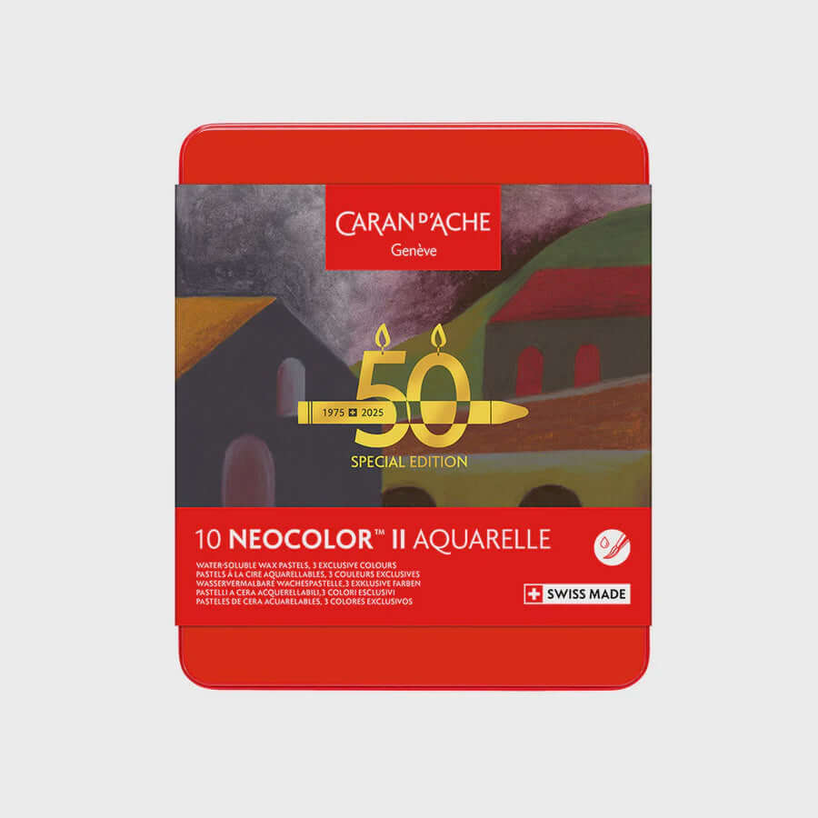 Caran d’Ache Neocolor II Water-Soluble Wax Pastels – 50 Years Special Edition Dark Set of 10