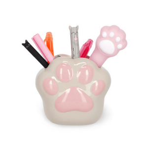 Legami Ceramic Pen Holder – Desk Friends Kitty featuring a paw-shaped design with pens and pencils for organized workspaces.