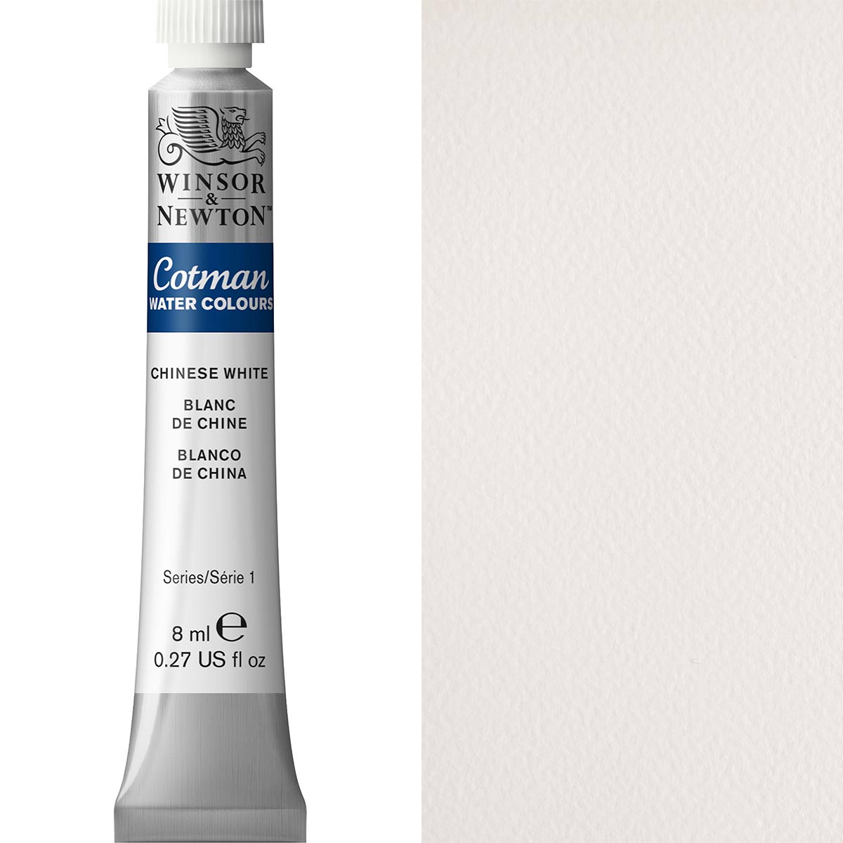 Winsor & Newton Cotman Watercolour paint tube, 8ml Chinese White, ideal for artists and hobbyists.