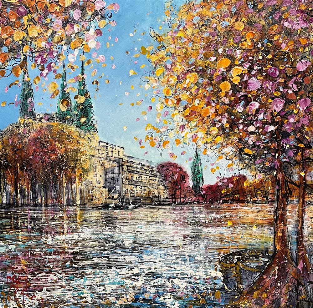 City Waters Deluxe Canvas by Nigel Cooke, original waterside cityscape