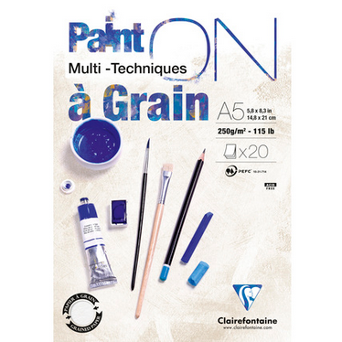Clairefontaine Paint'On Glued Pads with Grain A3 20 Sheets 250g