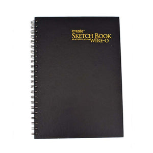 Create A3 Hardback Sketchbook 50s 110gsm Wire-O with black cover and spiral binding, ideal for professional presentation and sketching.