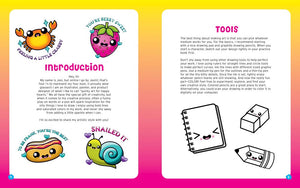 Introduction page of Cutest Art Kit Ever! – All-in-One Drawing Kit with Pencils & Practice Book, featuring cute drawings and tools.
