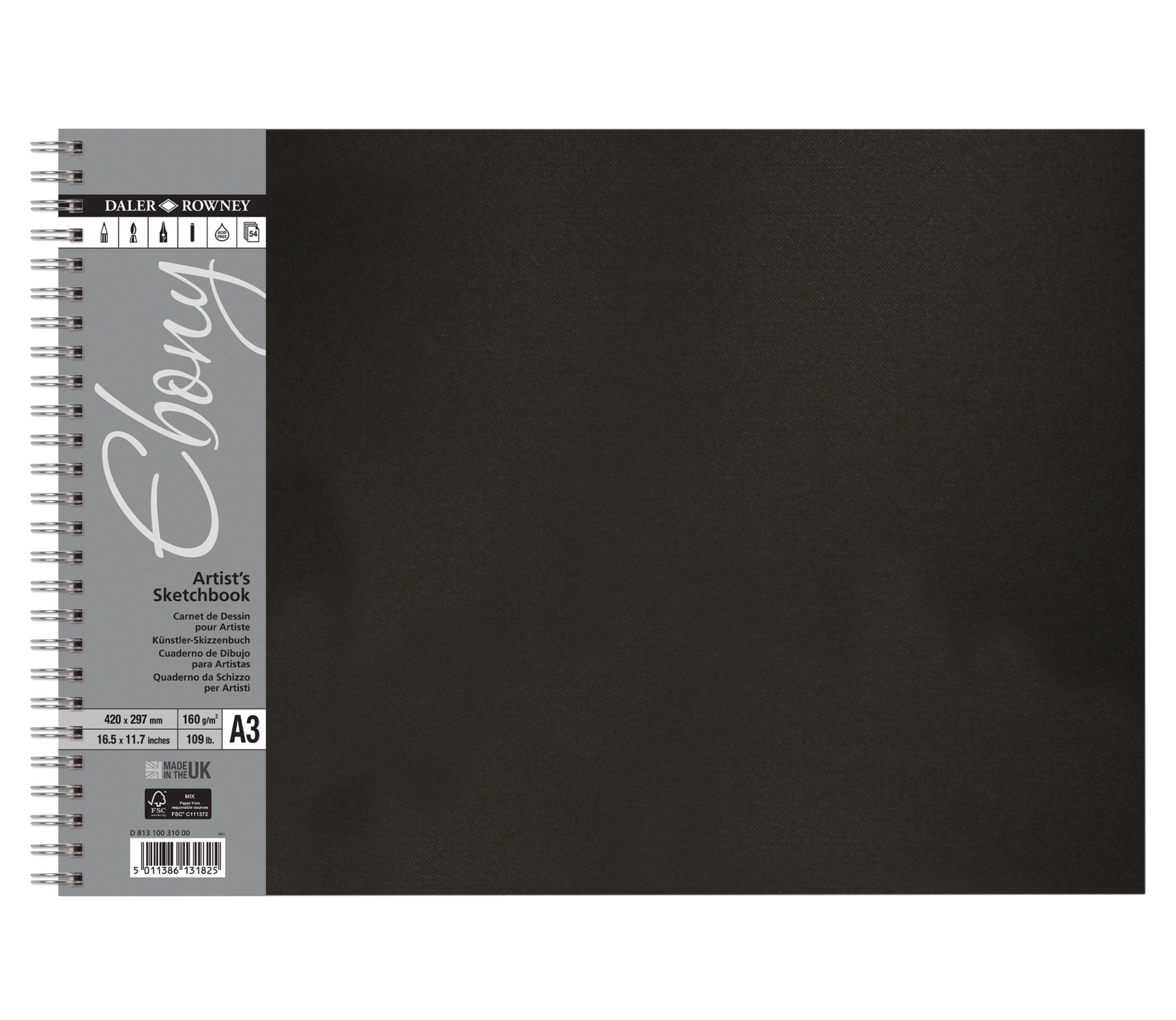 Daler Rowney Ebony Hardback Sketchbook A6 Portrait