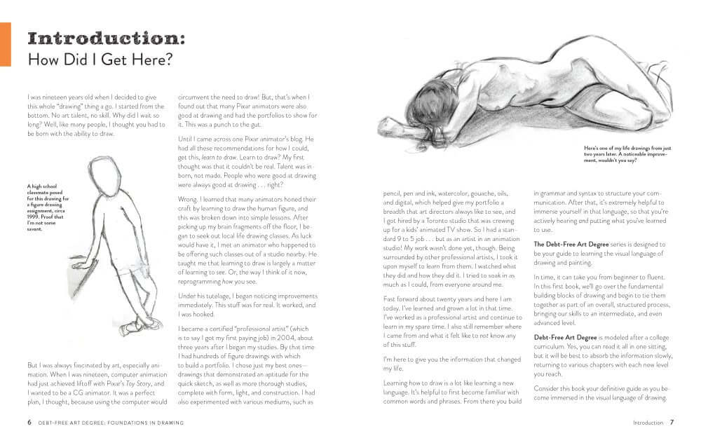Introduction page from Debt-Free Art Degree – Foundations in Drawing by Marco Bucci | BradburyART