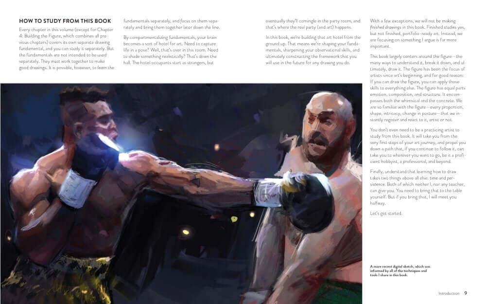 Illustration from Debt-Free Art Degree – Foundations in Drawing by Marco Bucci | BradburyART showing a boxing match scene.
