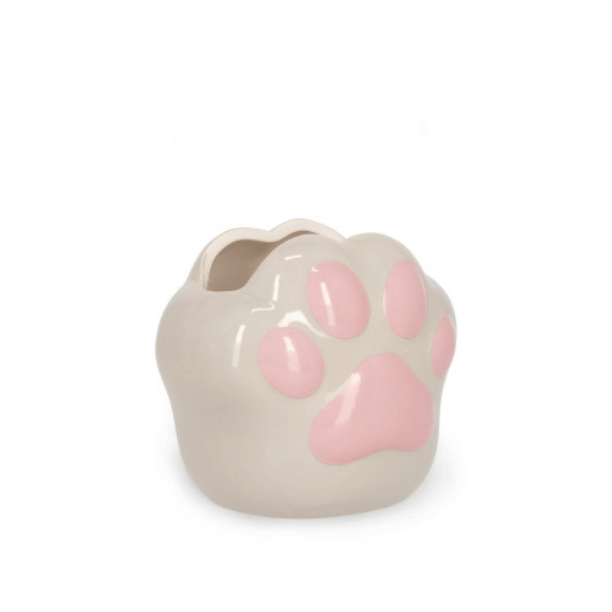 Legami Ceramic Pen Holder – Desk Friends Kitty with pink paw print design, perfect for organizing pens on desks at home or office.