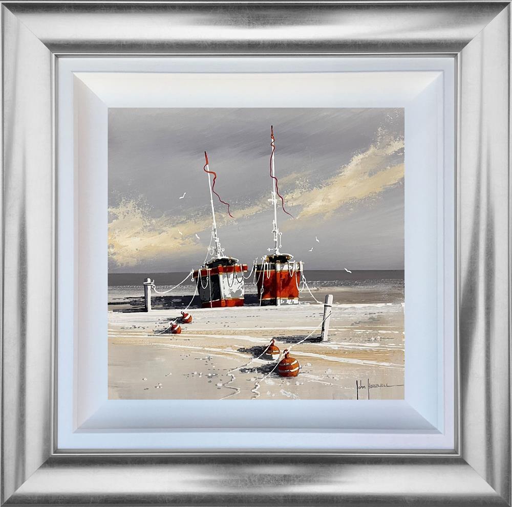Driftwood And Oars by John Horsewell, original acrylic coastal painting