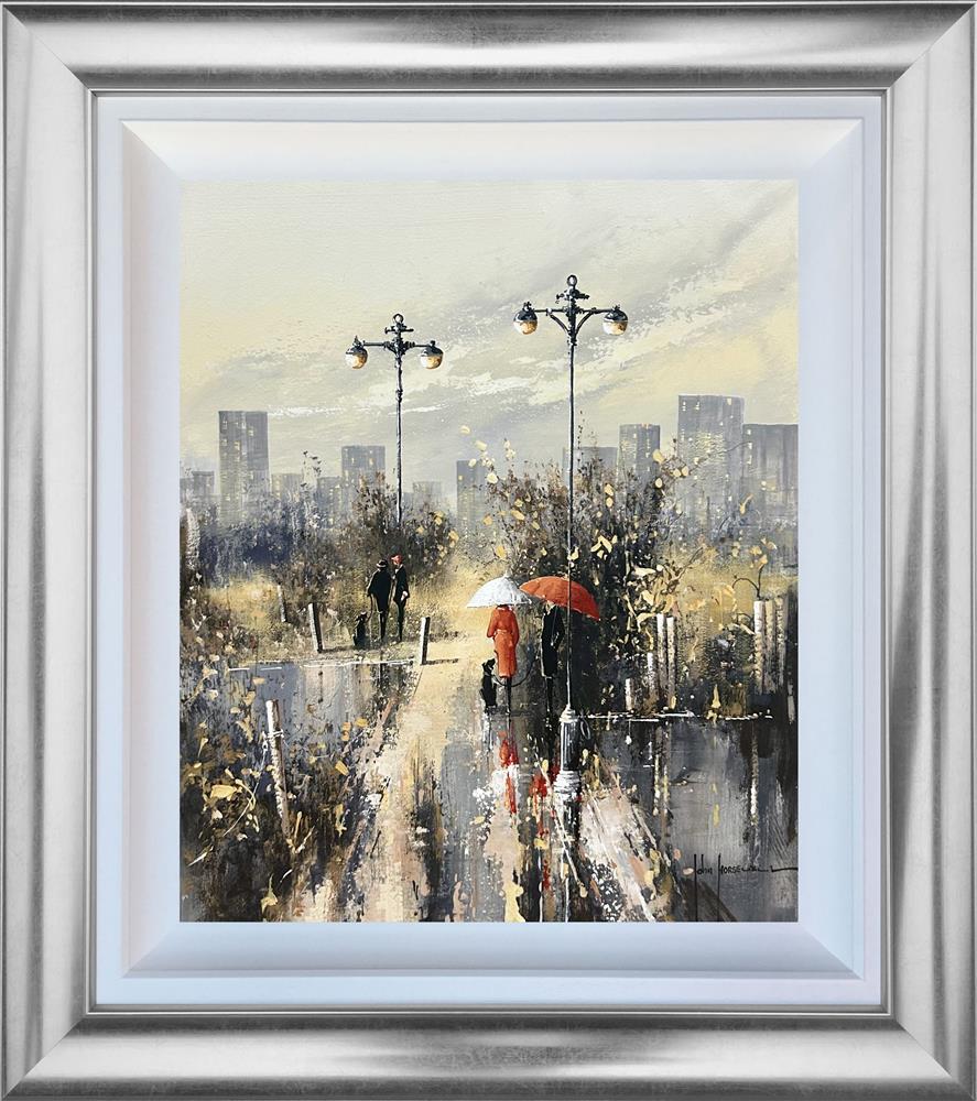Drizzle and Footsteps by John Horsewell, original acrylic cityscape