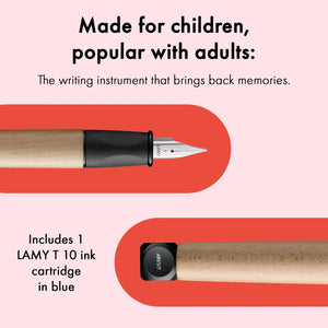 LAMY abc fountain pen black, maple grip section detail