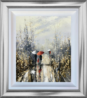 Echoes on Wet Pavement by John Horsewell, original acrylic rainy street scene