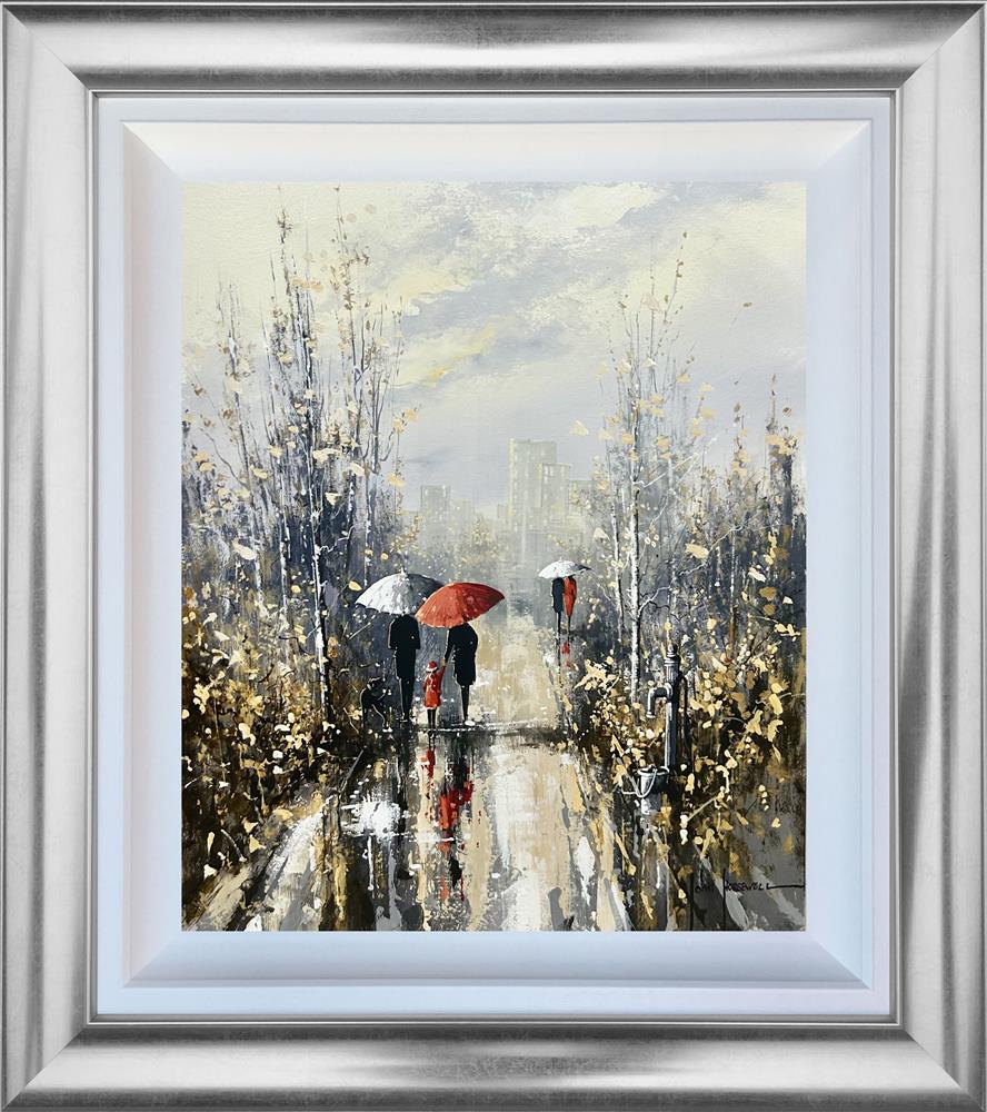 Echoes on Wet Pavement by John Horsewell, original acrylic rainy street scene