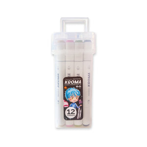 Elements Kroma Alcohol Markers 12 piece set in clear storage box with carry handle