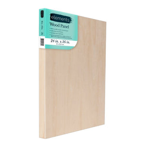Elements Wooden Panel Edge Basewood Board with pine frame, ideal for art and craft, 24x36 inches size.