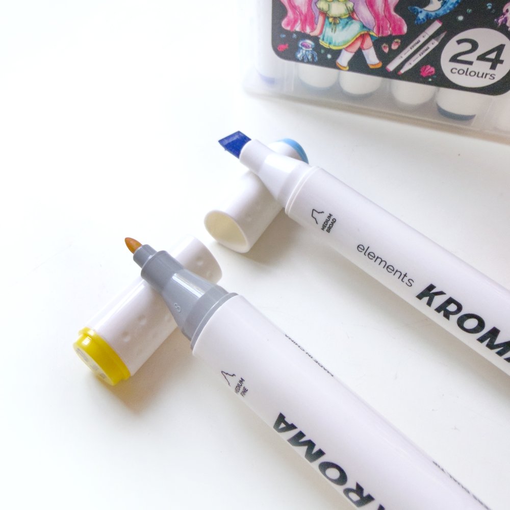 Elements Kroma Alcohol Markers 24 piece set, dual tip markers shown