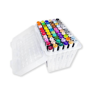 Elements Kroma Alcohol Markers – 60 Piece Set with Storage Box featuring vibrant colors and dual tip design for sketching and blending.