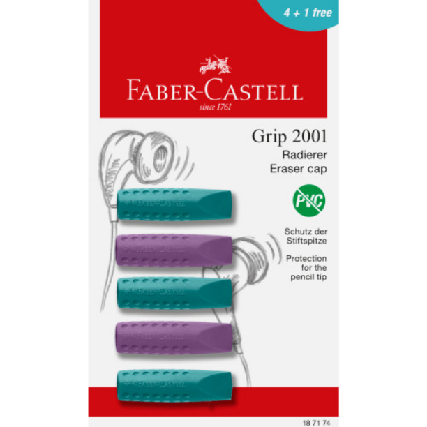 Faber-Castell Grip 2001 Eraser Caps – Pack of 5